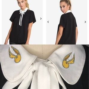 Harry Potter GOLDEN SNITCH tie neck retro blouse s
